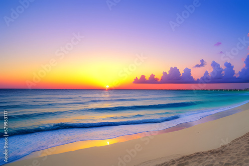 Sunrise over beach in Cancun © Floor