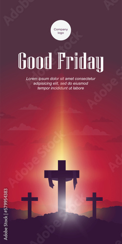 good friday greeting design with portrait size for banner