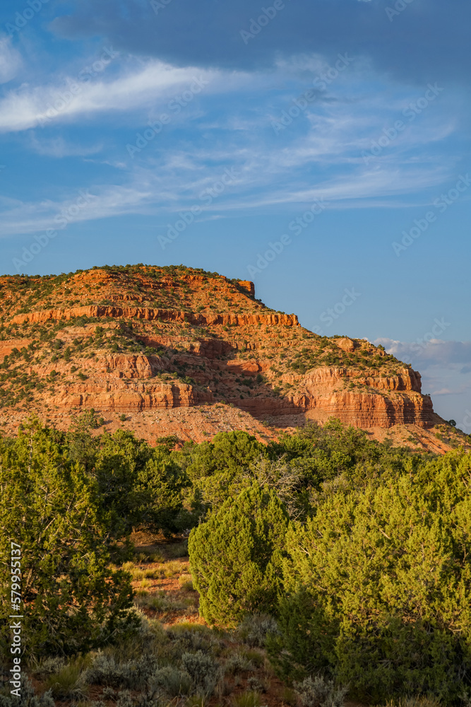 View of the beautiful sunset on the Bunting Trail in Kanab, Utah