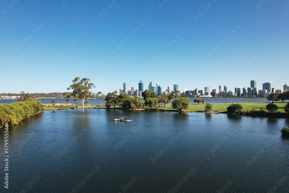 Naklejka premium The South Perth Foreshore in Perth, Western Australia