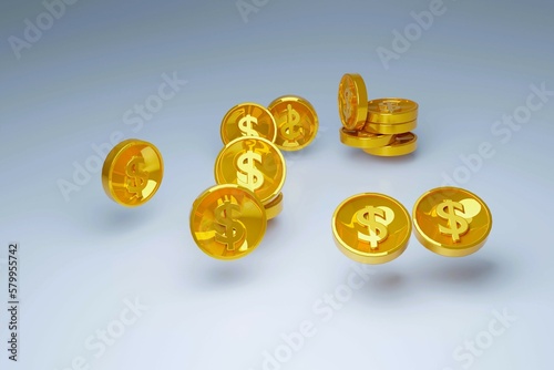 3D render golden coin image