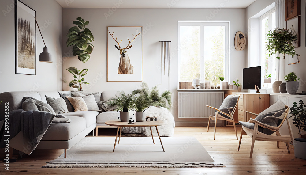 A Scandinavian Living Room for a Simple and Minimalist Home Generative AI