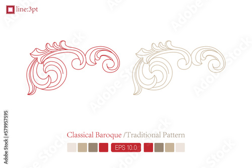 Vintage baroque victorian frame border floral ornament leaf scroll engraved vintage floral pattern ornament design red and white japanese filigree calligraphy vector heraldic swirls.