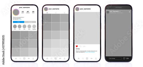 Mock up of sample social media pages on mobile phone