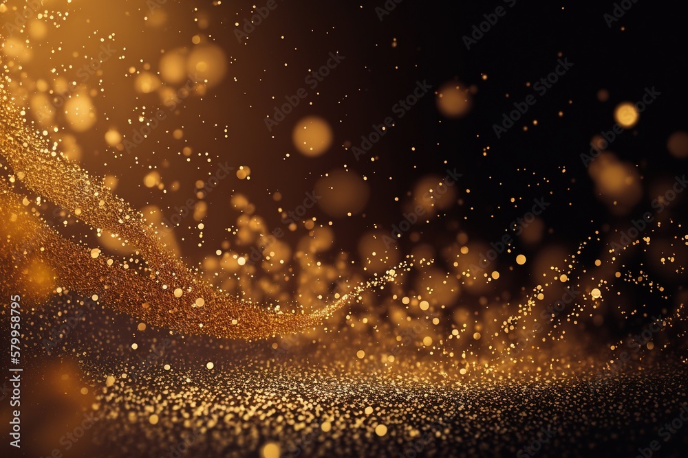 Blue Glitter Background. Dark Blue Background. Gold Glitter Background