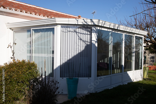 glazed terrace front home facade veranda outdoor prefabricated conservatory
