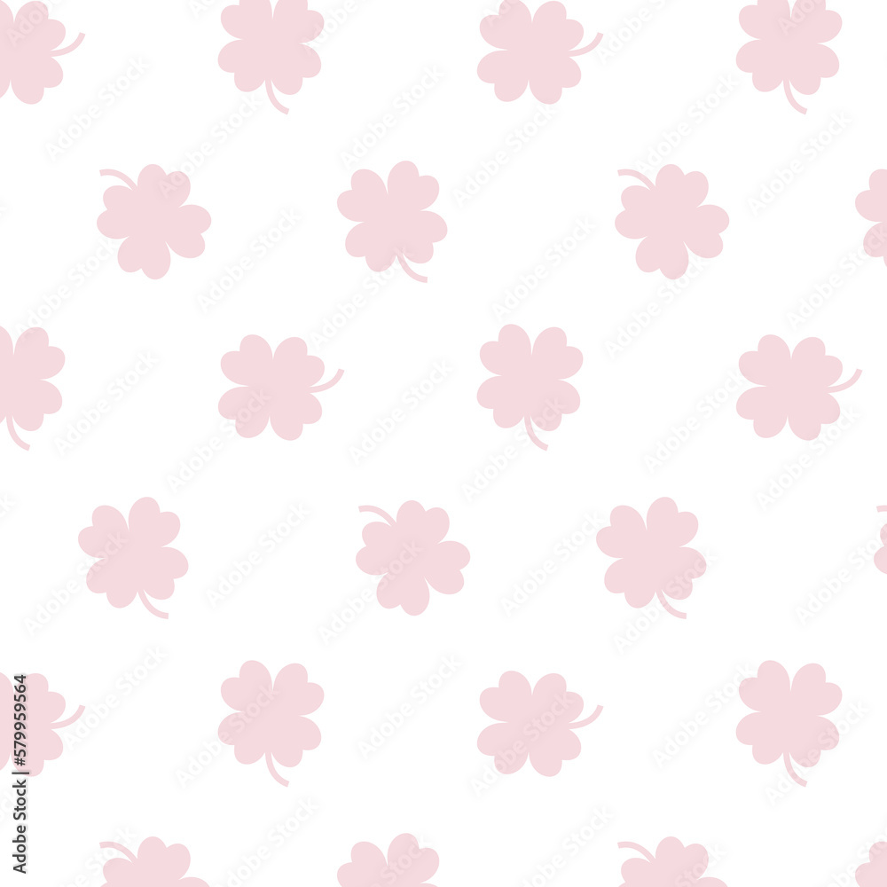 St.Patrick's Day  vector seamless pattern with clover in minimalistic style. 