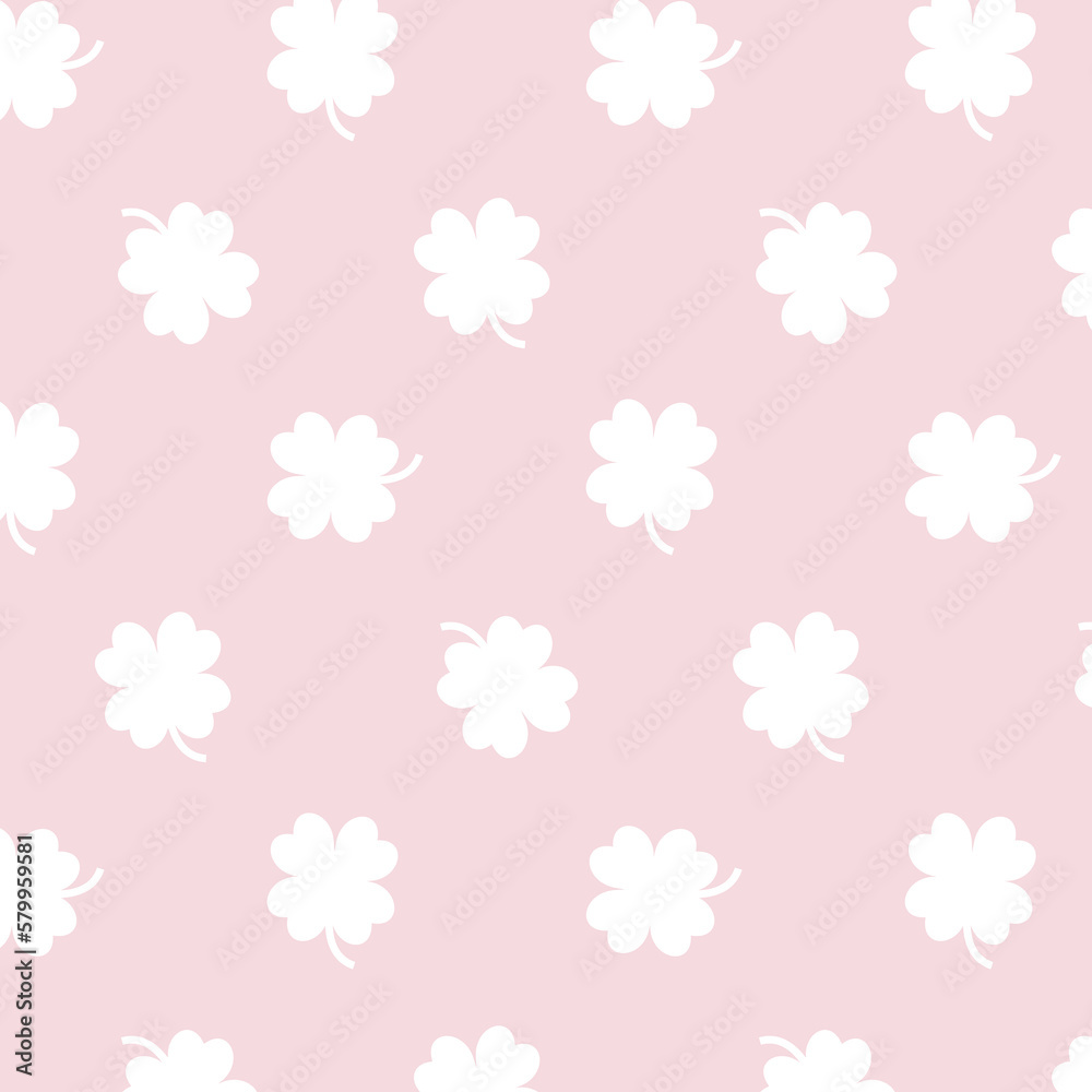 St.Patrick's Day  vector seamless pattern with clover in minimalistic style. 