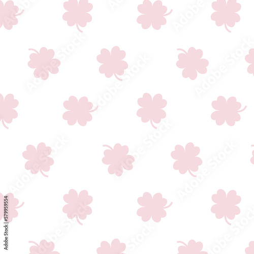 St.Patrick's Day vector seamless pattern with clover in minimalistic style. 