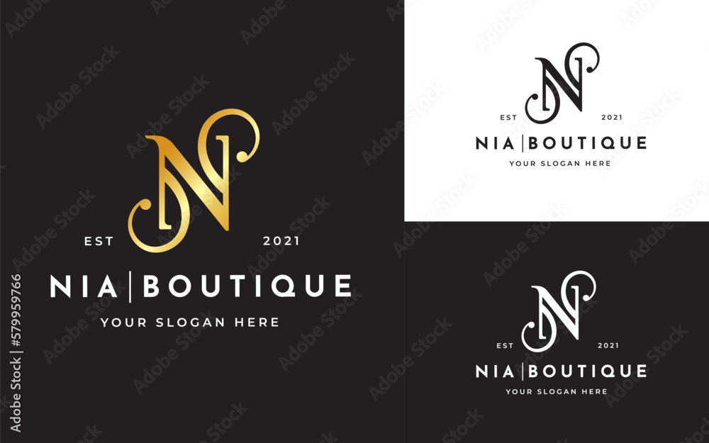 Creative letter N luxury golden logo design concept. Initial symbol for corporate business identity. Alphabet vector element