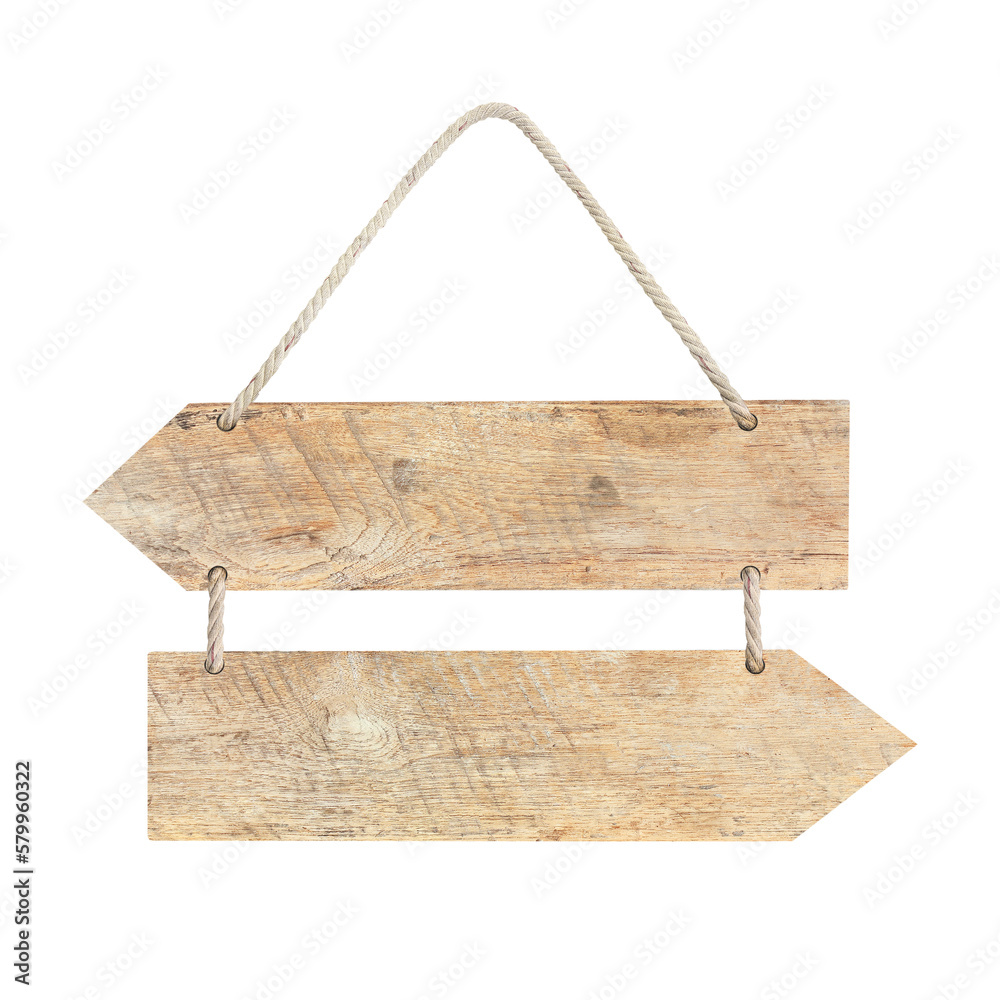 empty wooden arrow sign with lope for hang on white background with clipping path empty wooden arrow sign with lope for hang on white background with clipping path