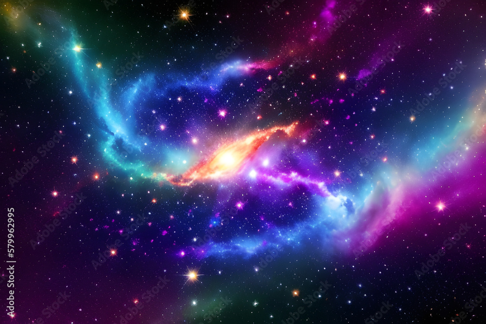 Glowing Artistic Abstract Colorful Nebula Galaxy In Deep Space Artwork