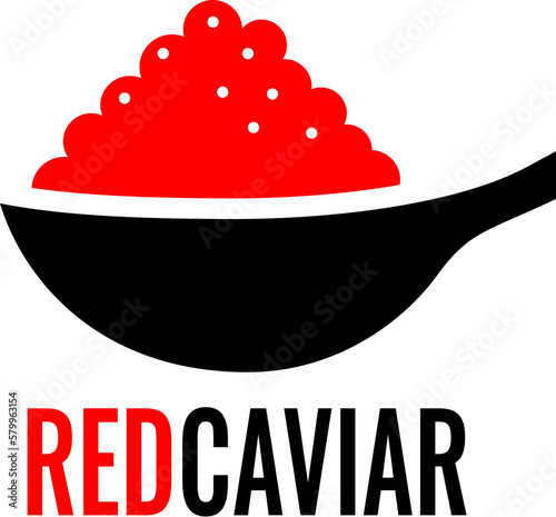 Red caviar spoon vector icon