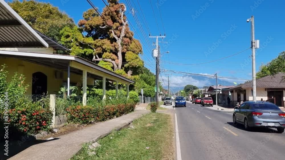 Panama, Dolega town, central street in the morning. Panama, Dolega town, central street in the morning.