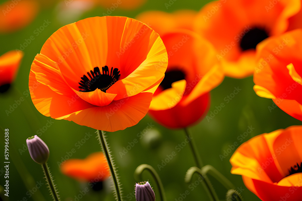 Fototapeta premium vintage color of blooming poppy flower