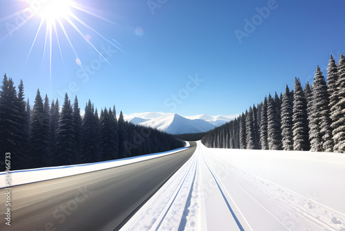 winter background of road and free space for your decoration