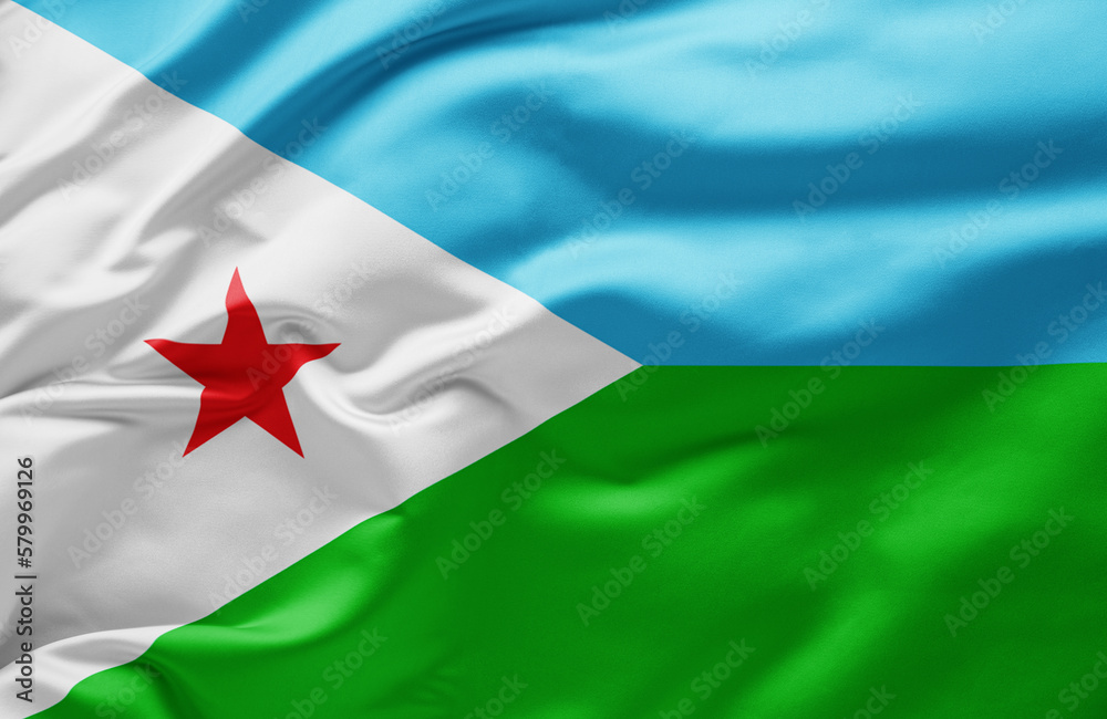  Waving national flag of Djibouti