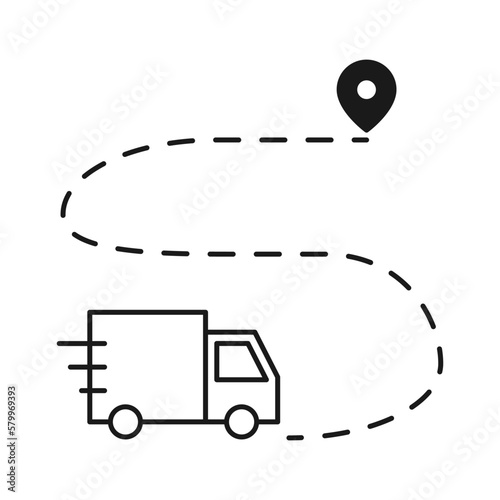 Tuck delivery on route icon vector