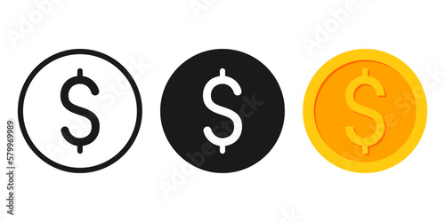 Dollar coin icon. vector illustration