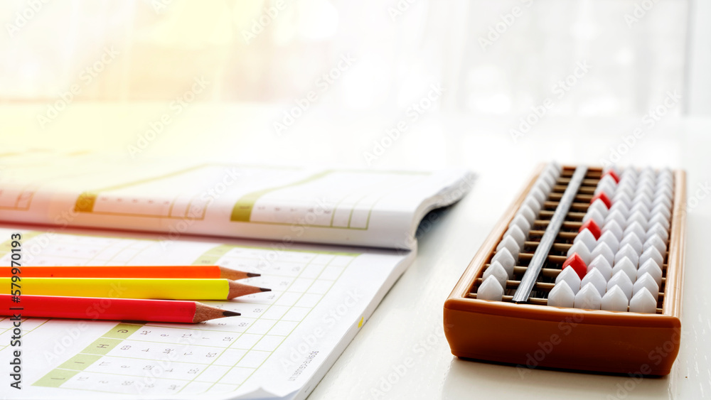 Fototapeta premium abacus, mental arithmetic, the concept of teaching children mental arithmetic