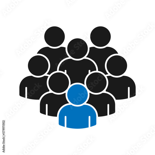Illustration of crowd of people icon silhouettes vector. Social icon. Flat style design. User group network. Corporate team group. Community member icon. Business team work activity. Staff unity icon