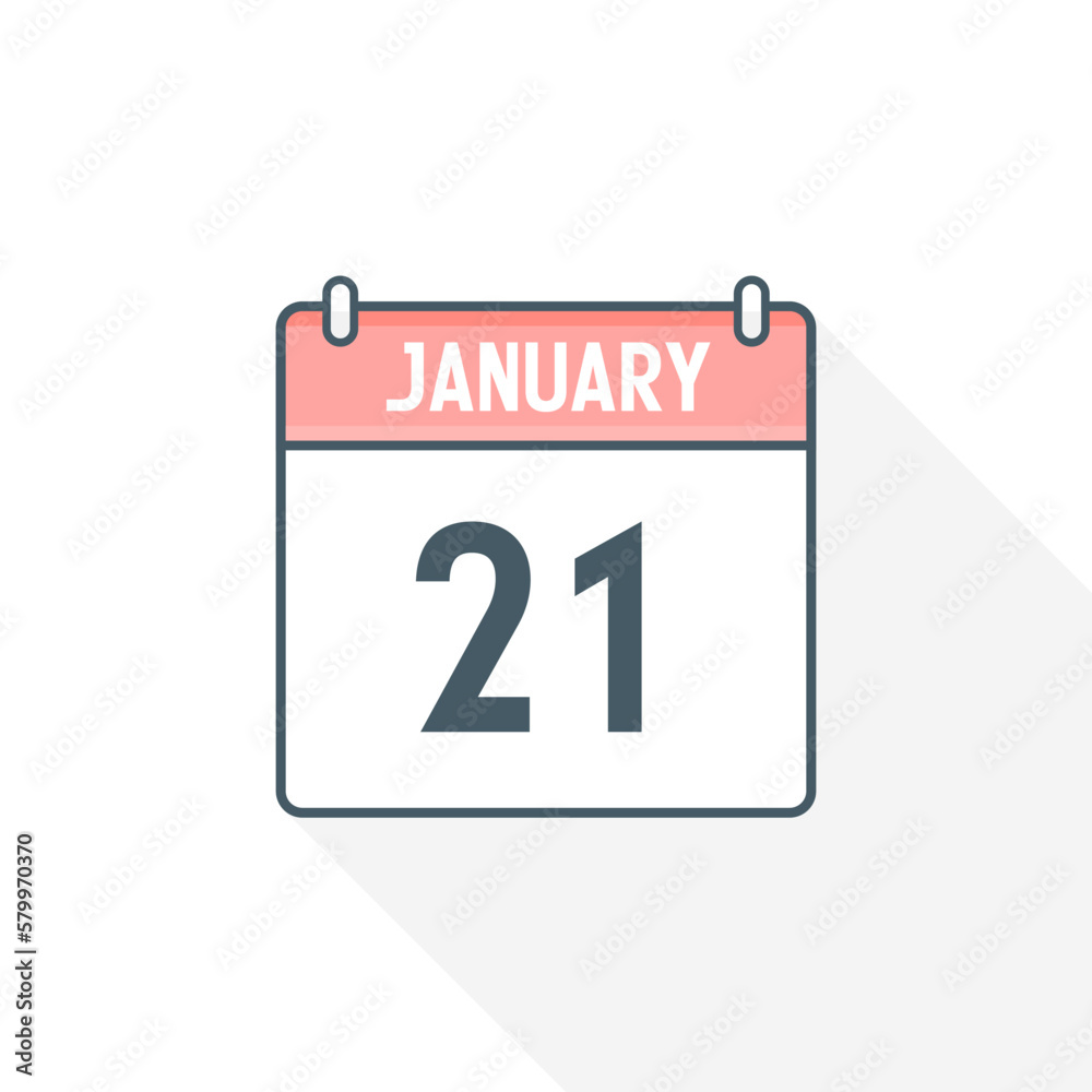 21st January calendar icon. January 21 calendar Date Month icon vector illustrator 21st January calendar icon. January 21 calendar Date Month icon vector illustrator