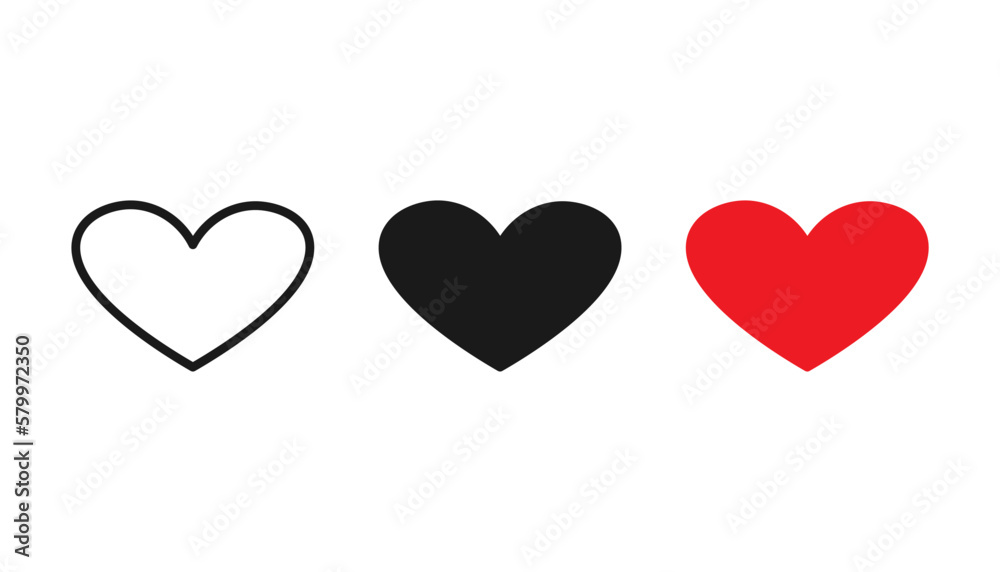 Collection of Heart icon, Symbol of Love Icon flat style modern design Isolated on Blank Background. Vector illustration. Collection of Heart icon, Symbol of Love Icon flat style modern design Isolated on Blank Background. Vector illustration.