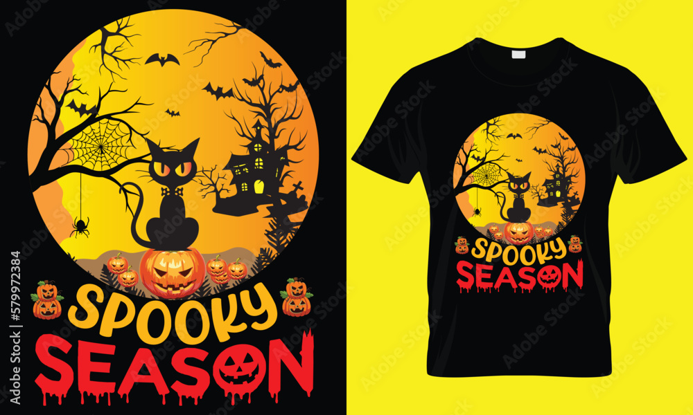 HALLOWEEN T-SHIRT, TYPOGRAPHY AND CUSTOM T-SHIRT DESIGN. SPOOKY SEASON T-SHIRT DESIGN. 
