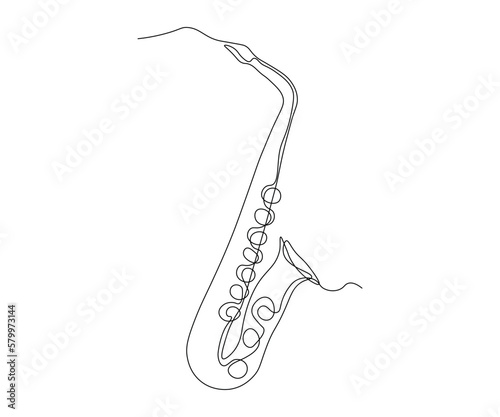 abstract Saxophone Continuous On Line Drawing