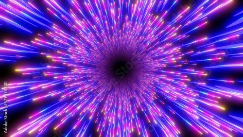 Abstract background dynamic 3d burst lines, neon glow colors on black, cosmic...
