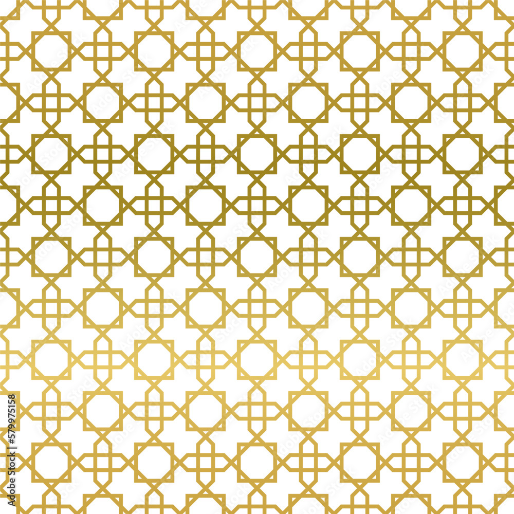Naklejka premium seamless islamic geometric pattern in gold color in transparent background. islamic theme. vector illustrations EPS10