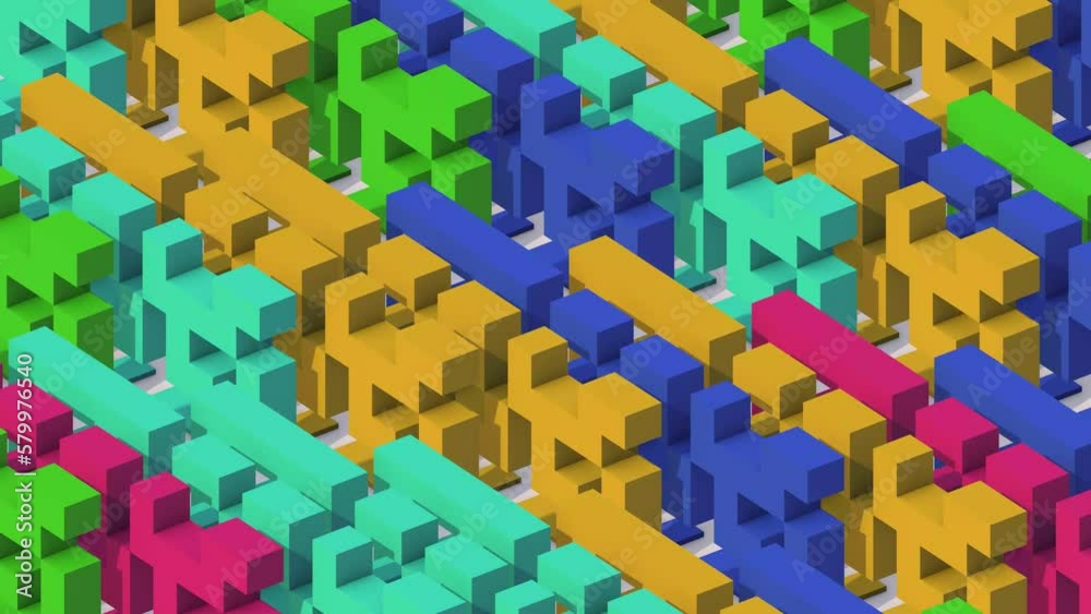 Abstract geometric figures change colors quickly, 3D animation. Abstract fancy background, intro. Abstract geometric figures change colors quickly, 3D animation. Abstract fancy background, intro.