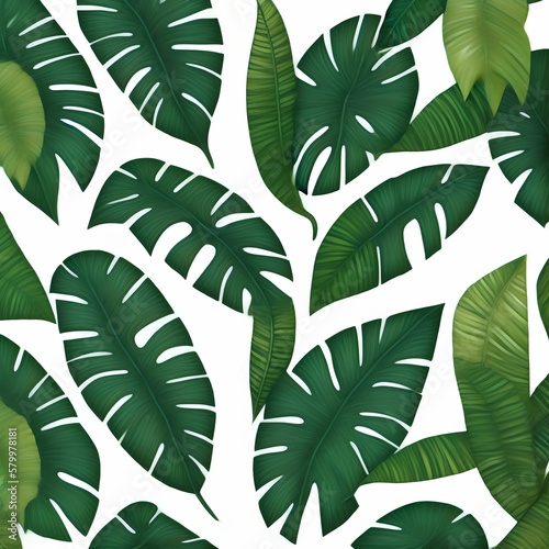 illustration of green tropical leaves   generative art by A.I