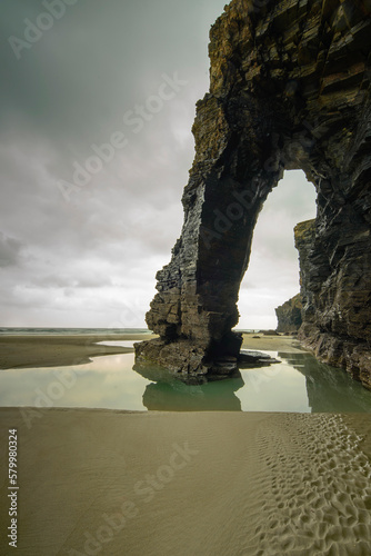 Las Catedrales beach is the tourist name of Aguas Santas beach, located in the Galician municipality of Ribadeo, on the coast of the province of Lugo, Spain, on the Cantabrian Sea