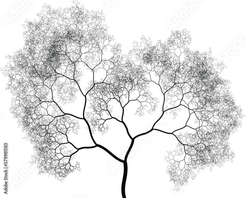 Tree silhouette. Binary fractal algorithmic design.