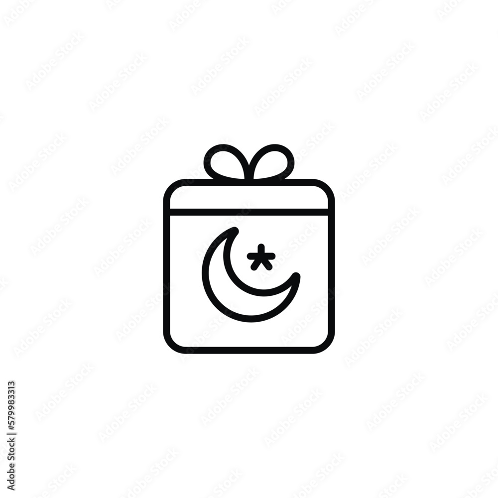 Muslim ramadan gift line icon isolated on white background Muslim ramadan gift line icon isolated on white background
