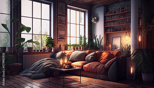 Beautiful Living Room Drawing Stock Illustration - Download Image Now -  Home Interior, Living Room, Backgrounds - iStock