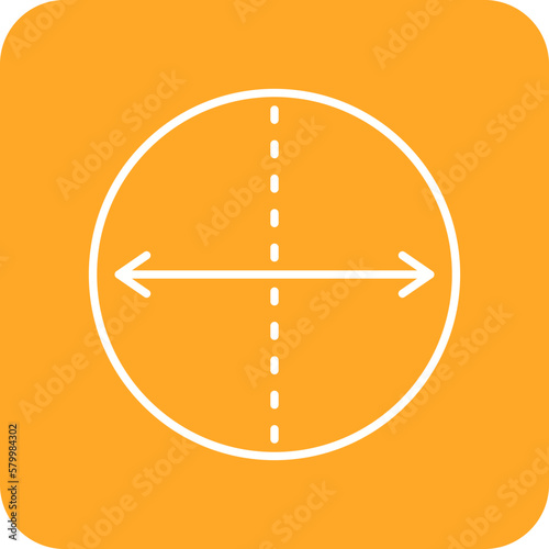 Diameter Multicolor Round Corner Line Inverted Icon