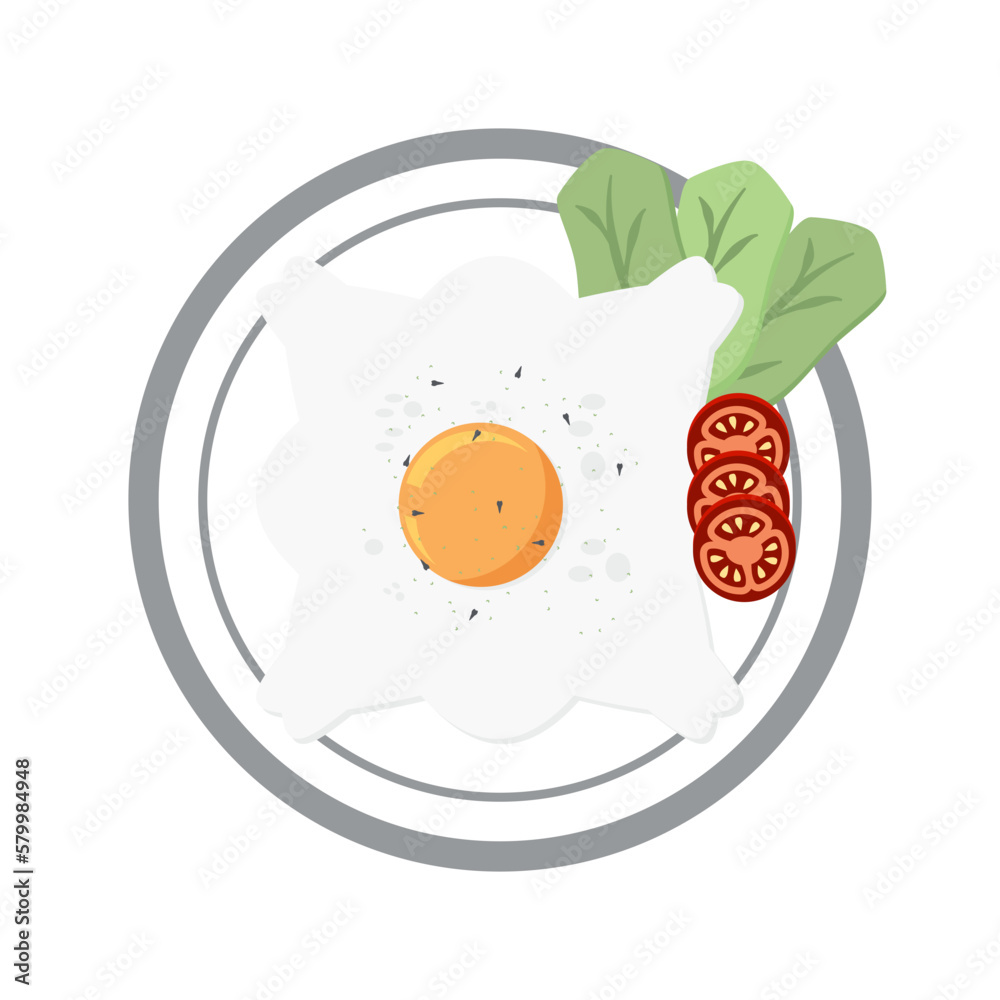 Fried Egg Yolk Fry Serving Food Lettuce Tomato on a Plate
Fried Egg Yolk Fry Serving Food Lettuce Tomato on a Plate
