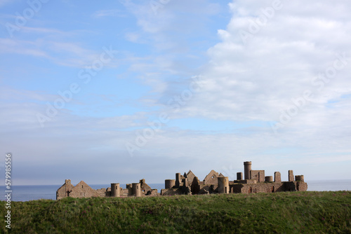 Slains Castle - Coastal path between Bullers of Buchan and Cruden bay - Aberdeenshire - Scotland - UK
