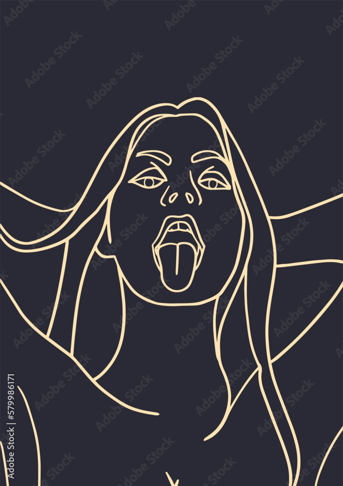 Obraz premium Expressive Silhouettes: Trendy Hand-Drawn Vector Illustrations of Abstract Faces, Hands, and Shapes in Minimalistic Style