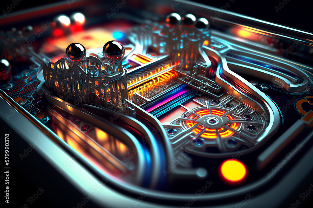 generative ai illustration of pinball machine, table Stock Illustration ...