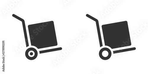 Handcart with box inside vector icons set
