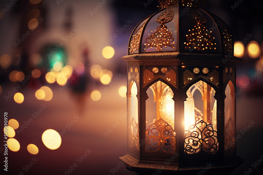ornate Arabic lantern for Ramadan Generative AI ornate Arabic lantern for Ramadan Generative AI