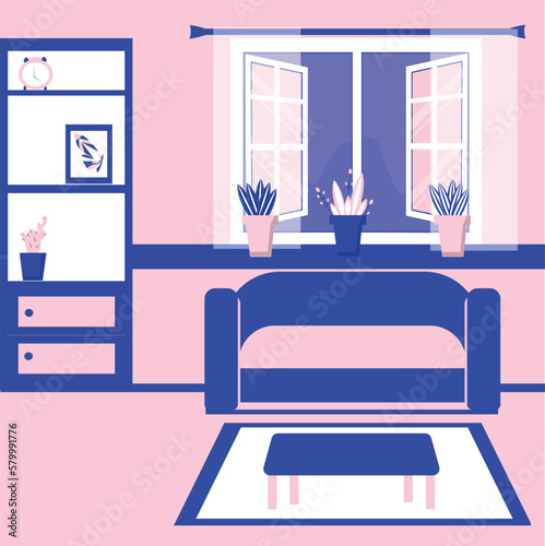 Vector living room concept illustration