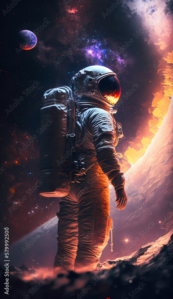 Fototapeta premium Astronaut looking into void, Generative AI, AI, Generative