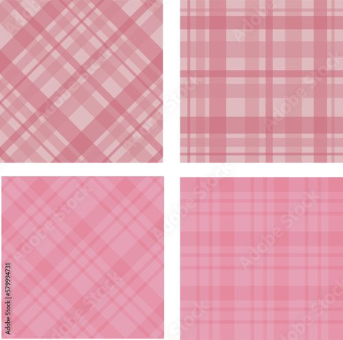 Set with checkered background in pink colors for plaid, fabric, textile, clothes, tablecloth and other things. Vector image.