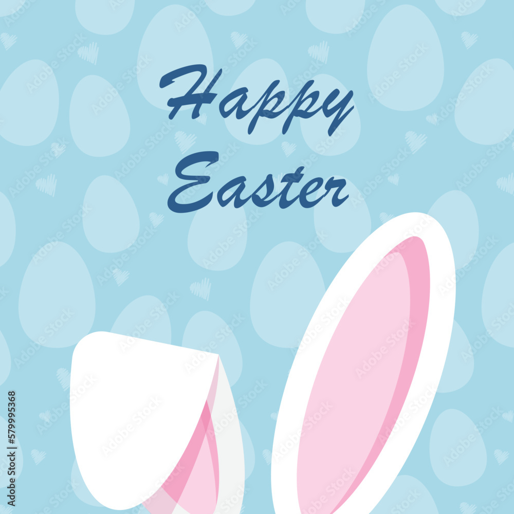happy easter greeting card, post, poster, background with easter bunny and eggs