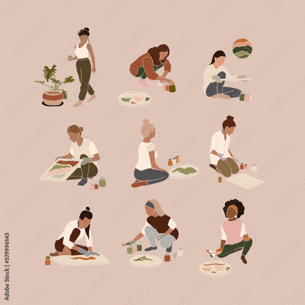 Abstract flat women vector set. Abstract flat women vector set.