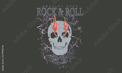 Rebel rock vintage vector design for t-shirt. Rooking logo design. Rock thunders vector design for fashion and others.